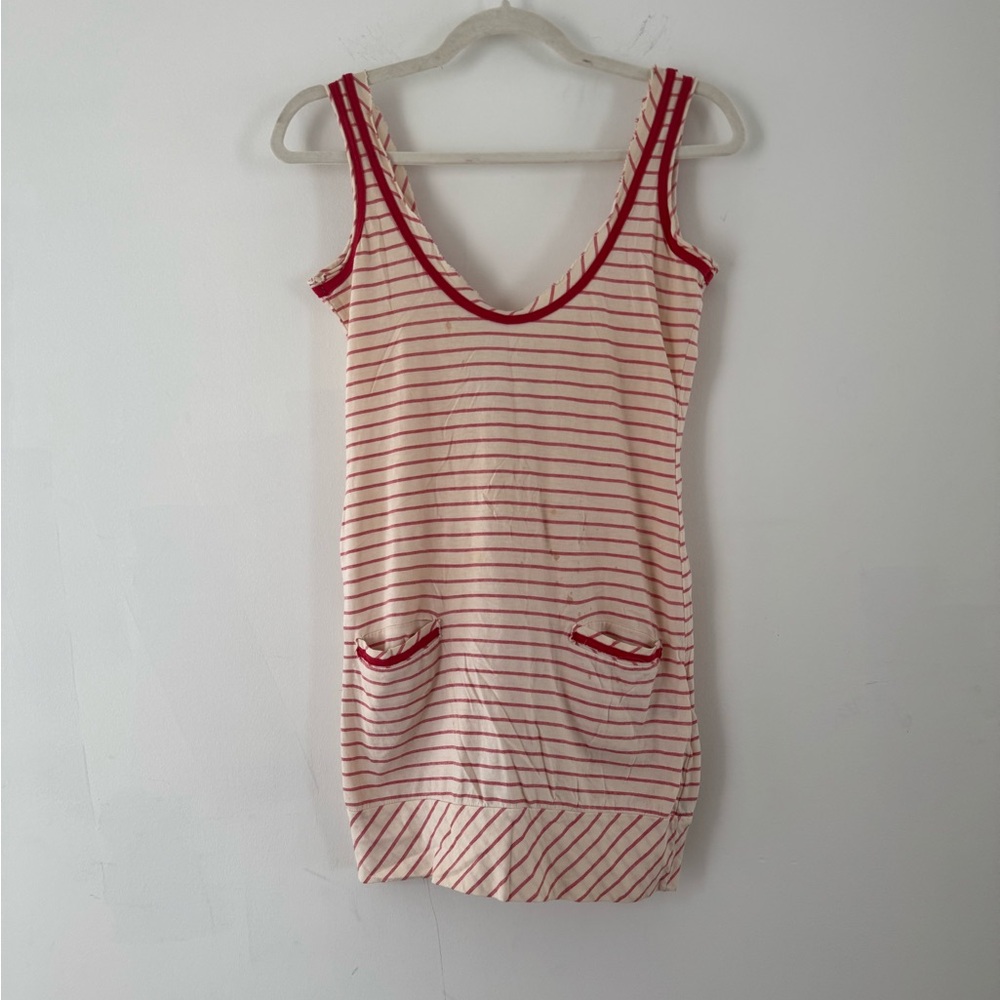 Charlotte Robson Red and White Striped Sleeveless Mini Dress XS